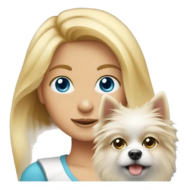 Blonde girl blue eyes holding spitz  sticker