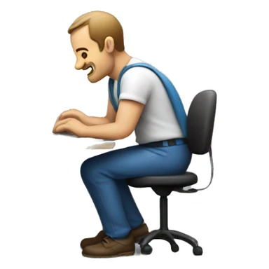 un homme qui travaille fort sur son ordinateur sticker