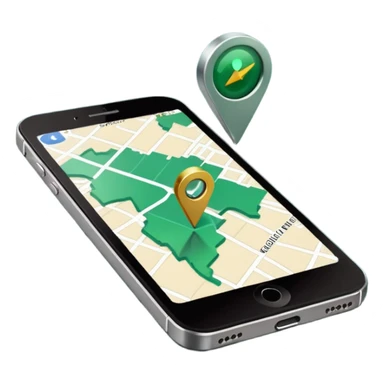 dark green geotag pointing to map on dark green iphone display sticker