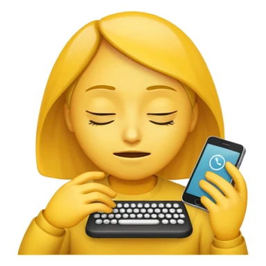 Yellow emoji circle face with phone keypad typing busy signal sticker