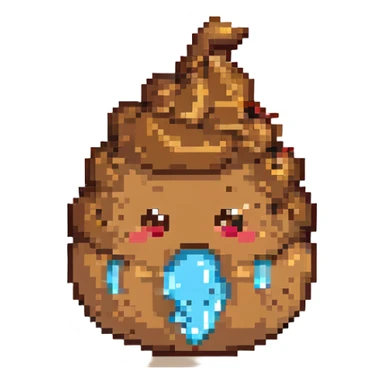 merged emoji of poop emoji, OK hand emoji with light skin tone, and face with tears of joy emoji in pixel art style, each part recognizable sticker