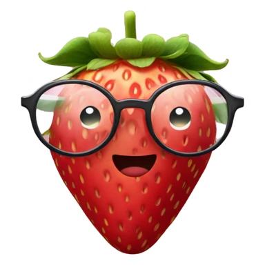 strawberry with glasses, wave with one hand sticker