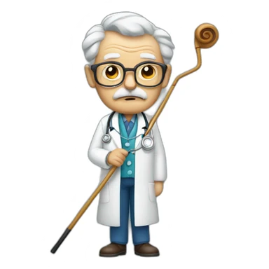 old grumpy doctor with cane sticker