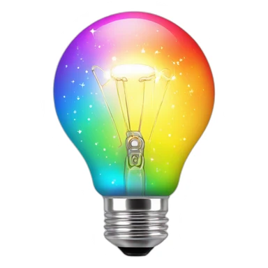 shiny sparkles around the light bulb in rainbow sticker