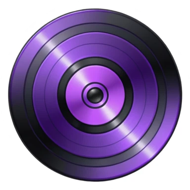 black pixelated record disc with a purple middle sticker