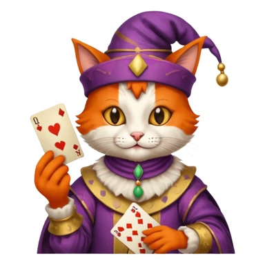 court jester cat medieval, poker cards sticker