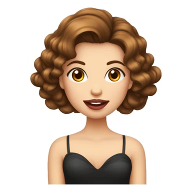 fille belle brune cheveux court ondulé grosse bouche maquillée  sticker