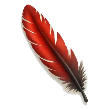 feather with red drop sticker