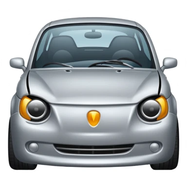 Silver car with broken bumper sticker