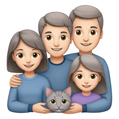 familia joven con un gato sticker