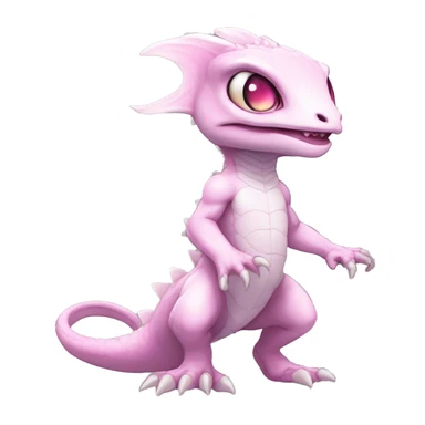 White, Chibi, White, Pink eyes, Anthro-Sona-Lizard-Alien-Fakémon, Full Body sticker