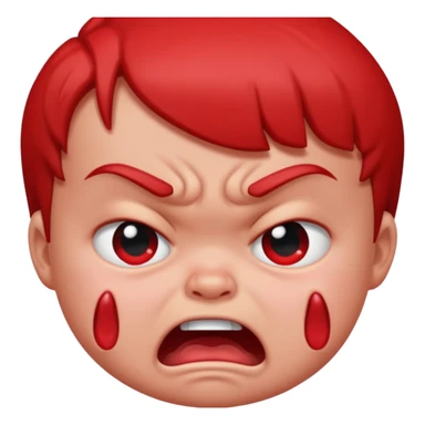 a baby all red red angry face  sticker
