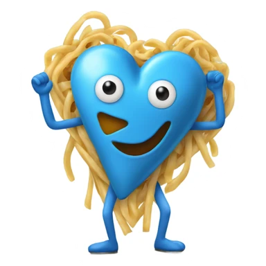 Scary blue love heart with pasta and legs sticker
