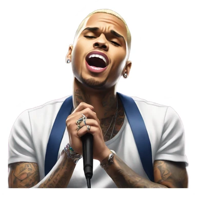 Hyper Realistic Chris Brown on stage singing  sticker