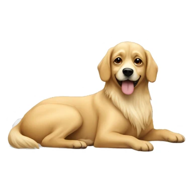 dog relaxing on bed. Blonde one is more hairy sticker