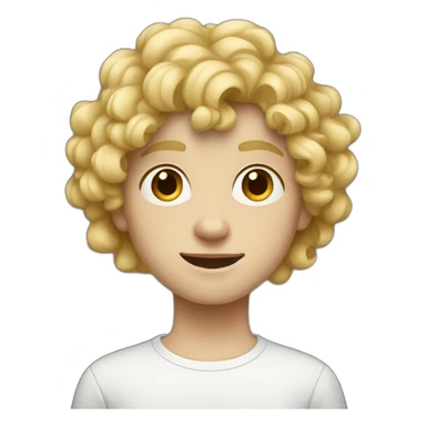 A white teenager boy with a round face and curly short blonde hair sticker