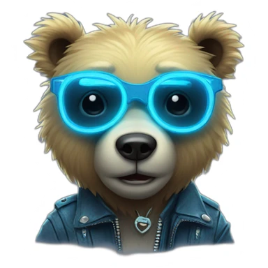 little blue neon punk bear peekin out sticker