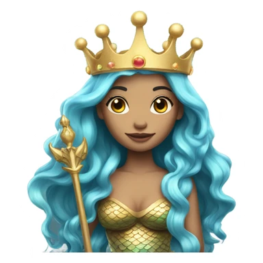mermaid with crown and staff sticker