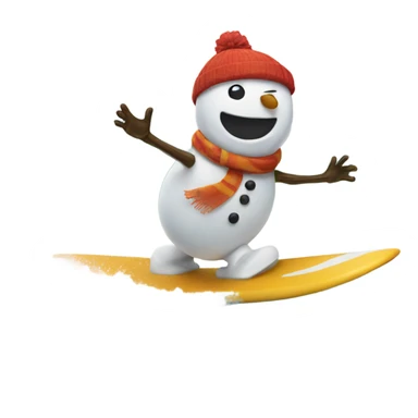 Surfing snowman sticker