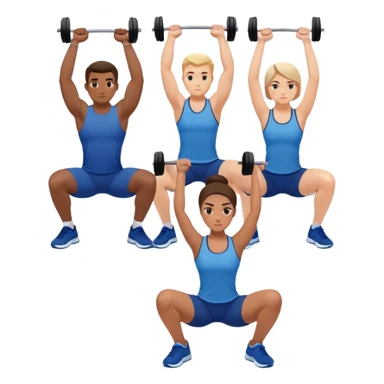 Group at gym, trainers in blue shirts, others in varied gymwear, lifting weights and stretching – strong and focused vibe sticker