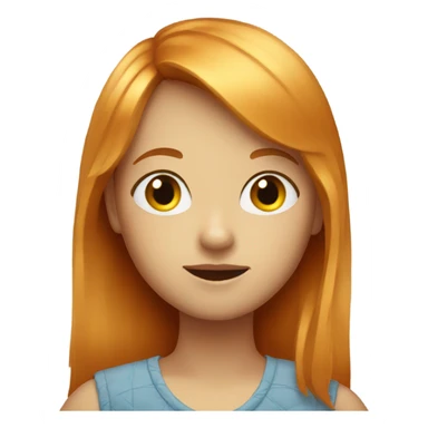 Ginger with blonde bangs girl portrait looking on sticker