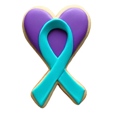 Purple and teal Suicide awareness ribbon on heart cookie sticker