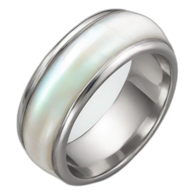 silver ring with white shell sticker