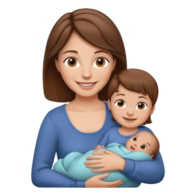Mother holding 1 infant brown hair fair skin sticker