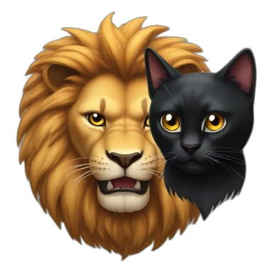 Big Lion and small black cat both very angry sticker
