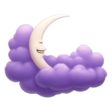 Violet crescent moon background of big pastel purple clouds  sticker