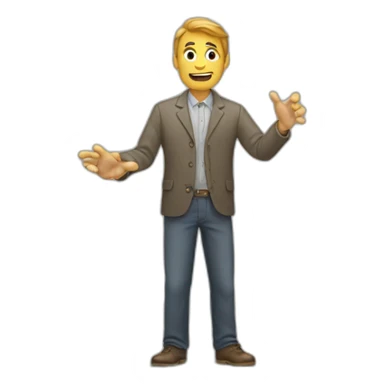 a man presses a button sticker