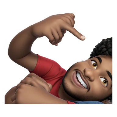 smiling boy in red shirt sticker