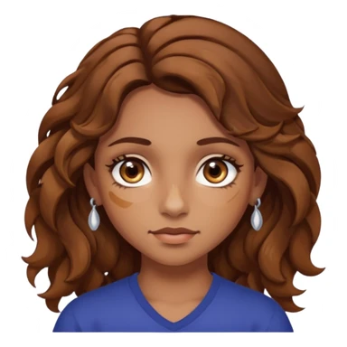 girl with wavy hair, almond shaped eyes, birthmark near her eye, tan, with lots of swag, cool, face piercings  sticker