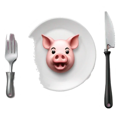 pig's head on a plate and a blowtorch sticker