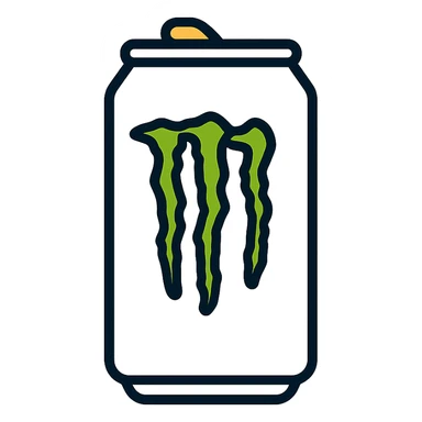 white Monster Energy can with iconic sharp M logo, clean and modern design, minimalistic style sticker