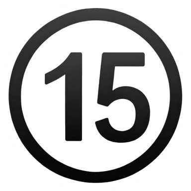 The number 15 in a black circle sticker