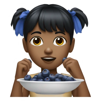 tan girl with black bangs eating blueberries sticker