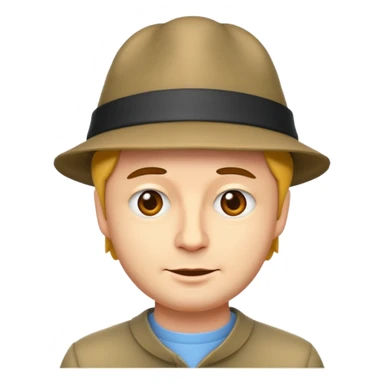 David Firth, with a quirky hat, emoji style portrait sticker