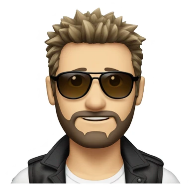 dark hair caucasian male spiky hair short on sides, black beard, perfecto, aviator sunglasses sticker