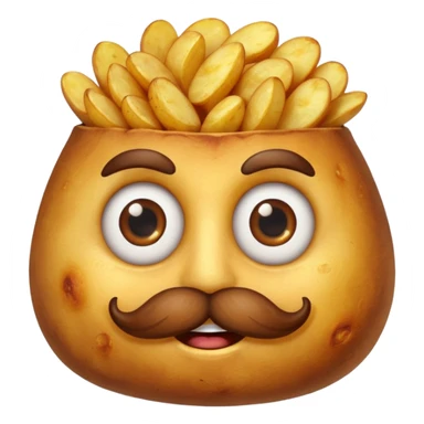 fried potato with eyes and mustache sticker