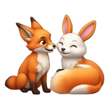 fox and bunny cute sticker