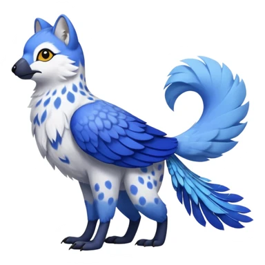 Arctic-Fox-Snow-Leopard-Blue-Tang-Fish-Hyacinth-Macaw-Fakémon-Pokémon-fusion-hybrid-animal-creature, full body sticker