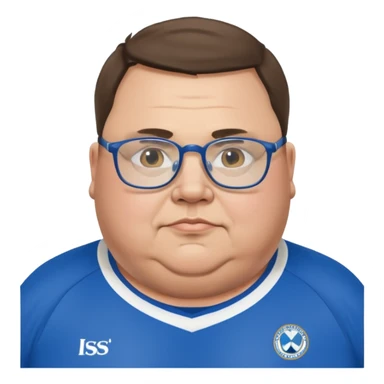 Fat disabled man with glasses wearing Sheffield Wednesday football shirt  sticker