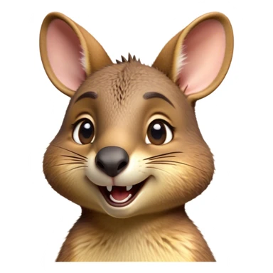 Cinematic Comical Wallaby Portrait Emoji, Head tilted dramatically with an exaggeratedly amused expression, featuring a striking tan and brown fur with wide, expressive eyes filled with playful disbelief, Simplified yet hilariously expressive features, highly detailed, glowing with a slightly sassy glow, high shine, dramatic yet playful, stylized with an air of cheeky outback mischief, bright and endearing, soft glowing outline, capturing the essence of a spirited and over‐the‐top wallaby, so meme‐worthy it feels like it could bounce its way into internet fame instantly! sticker