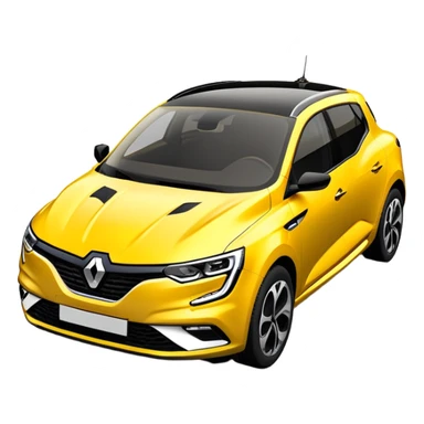 Renault Megane E-Tech electric car, 3/4 angle view, yellow color with black accents sticker