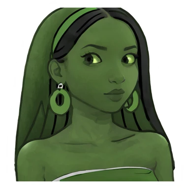 Black girl with long straight black hair wearing a white tube top sticker