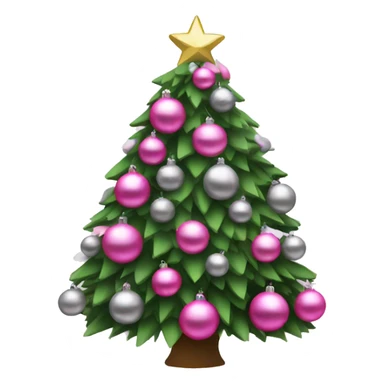 Christmas tree with pink and silver ball balls sticker