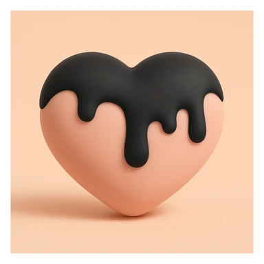 gothic heart with dripping black paint, mochi style sticker