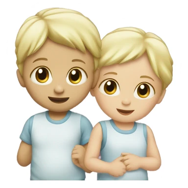 Blond Baby boy and baby girl playing sticker