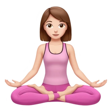 white girl with brown hair and eyes doing pilates and she wearing pink pilates outfit  sticker